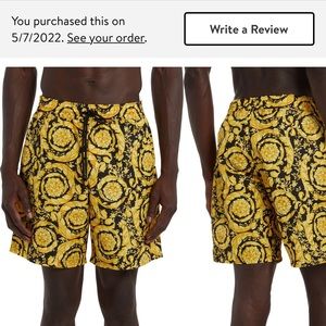 MENS VERSACE BAROQUE PRINT SWIM TRUNKS SIZE 6